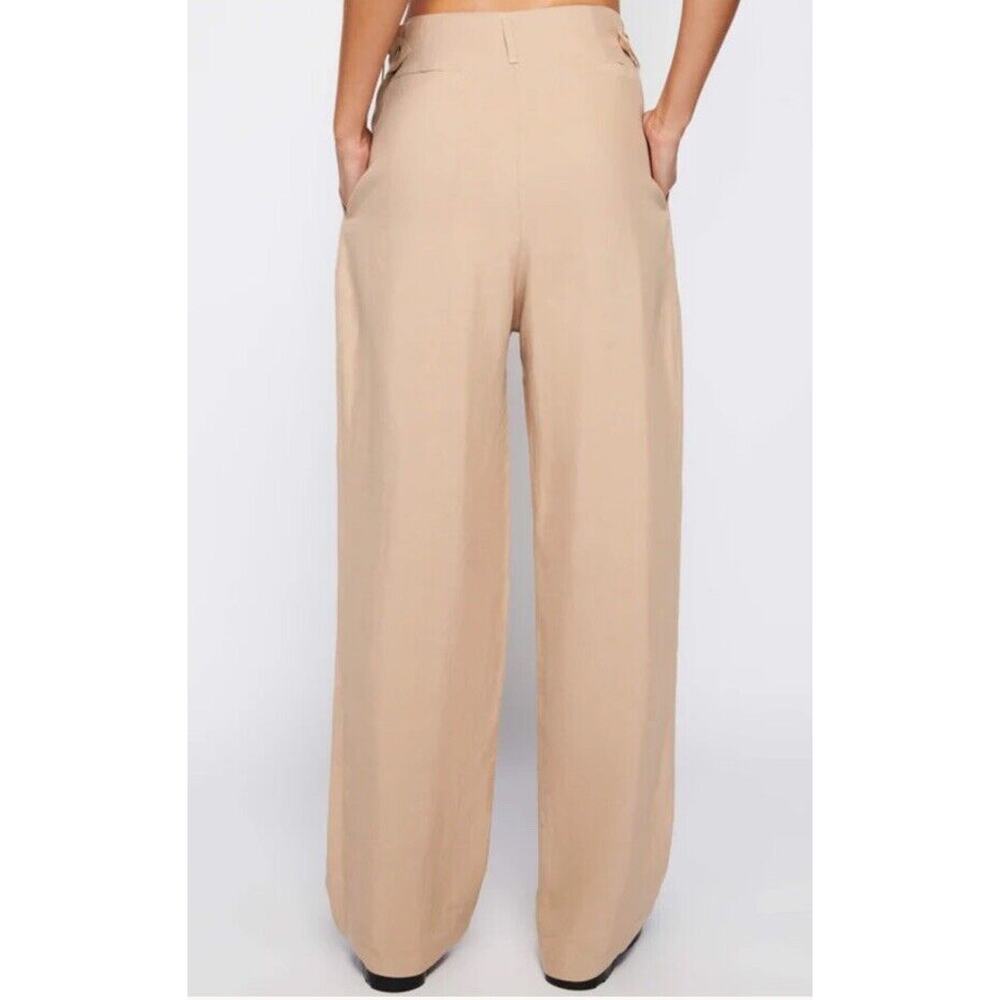 Nation Ltd Del Pants Rayon/Linen Tan Pants, Vintage Cut Wide Leg High Waist Sz M - Picture 5 of 16